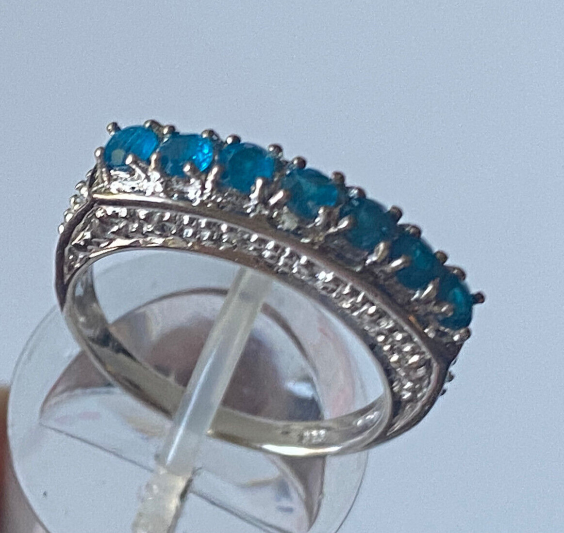 Beautiful 925 Silver Ring with Light Blue Luminou… - image 3