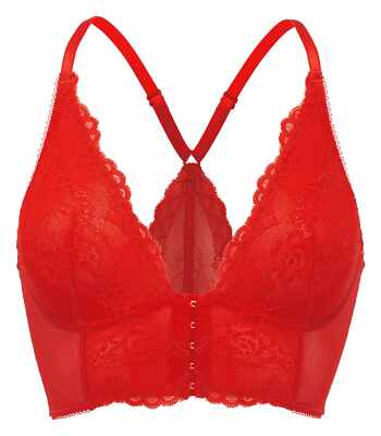 ''Top Qualiät'' Gossard sexy Lace Longline V-Bügel BH mit Frontverschluss knall ro