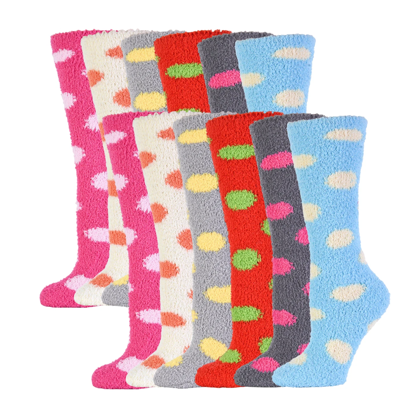 12 Pairs Plush Socks Knee High Fuzzy Fleece Warm Soft Cozy Fluffy Winter Home