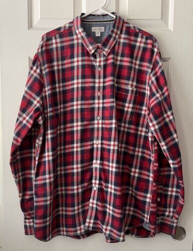 Sun+Stone Men's size 2XL red Dio Plaid Patch Pocket Button Up Shirt - Picture 2 of 19