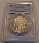 1881 S Morgan Silver Dollar PCGS MS63 $1 US Mint 1881-S Coin