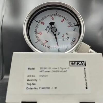 #ad #ad WIKA 4 Inch SS 316Pressure GaugeUp to 6 Bar 90 PSI Model 232.50.1001 2 NPT C $205.00