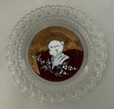 Vtg 1978 Westmoreland Stained Glass “Silhoutte” Candy Dish by S.Miller