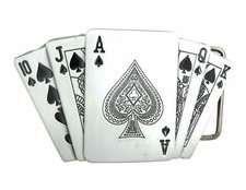 Royal Flush Spades Poker Casino Lighter Holder Belt Buckle