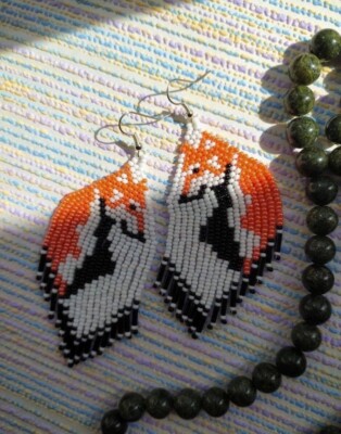 Nature Inspired Handmade Earrings Fox Beaded Earrings Unique Designer Beadwork
