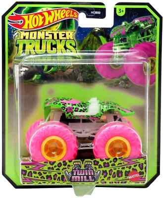 Hot Wheels Monster Trucks Glow in the Dark Twin Mill Diecast Car [Green & Pink]