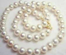 GENUINE NATURAL AAA 9-10MM WHITE SOUTH SEA PEARL NECKLACE 18" 17" 14K GOLD CLASP