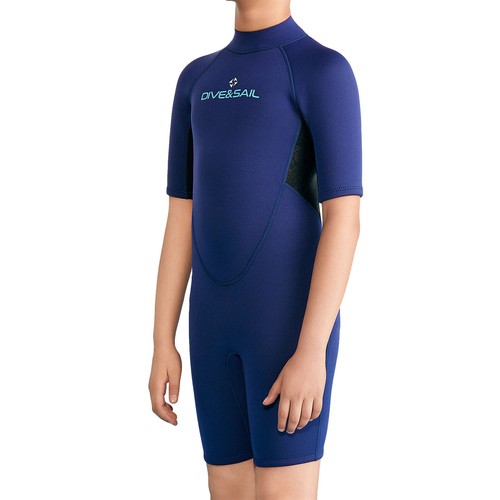 Boys 2.5mm Neoprene Wetsuit Thermal Short Sleeve Jumpsuit Swimsuit Bathing Suit - Picture 15 of 23