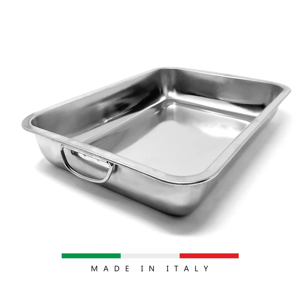 TEGLIA DA FORNO RETTANGOLARE IN ACCIAIO INOX SENZA NICKEL CM 20 25 30 35 40
