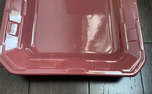 Longaberger Pottery Woven Traditions Platter Serving Tray Paprika red 9x13 USA - Picture 3 of 14