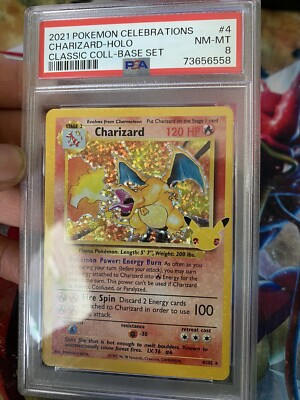 PSA 8 Charizard Celebrations Holo Bleed Pokemon Card 4/102