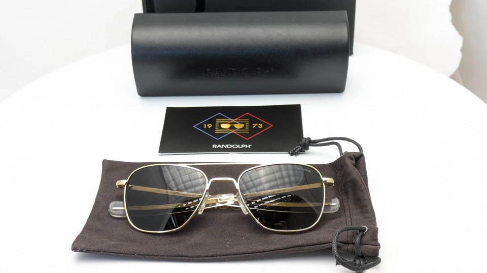 Gafas de sol polarizadas para hombre Randolph AF008 Pilot oro 23K gris americano 52 mm Foto 2 de 4