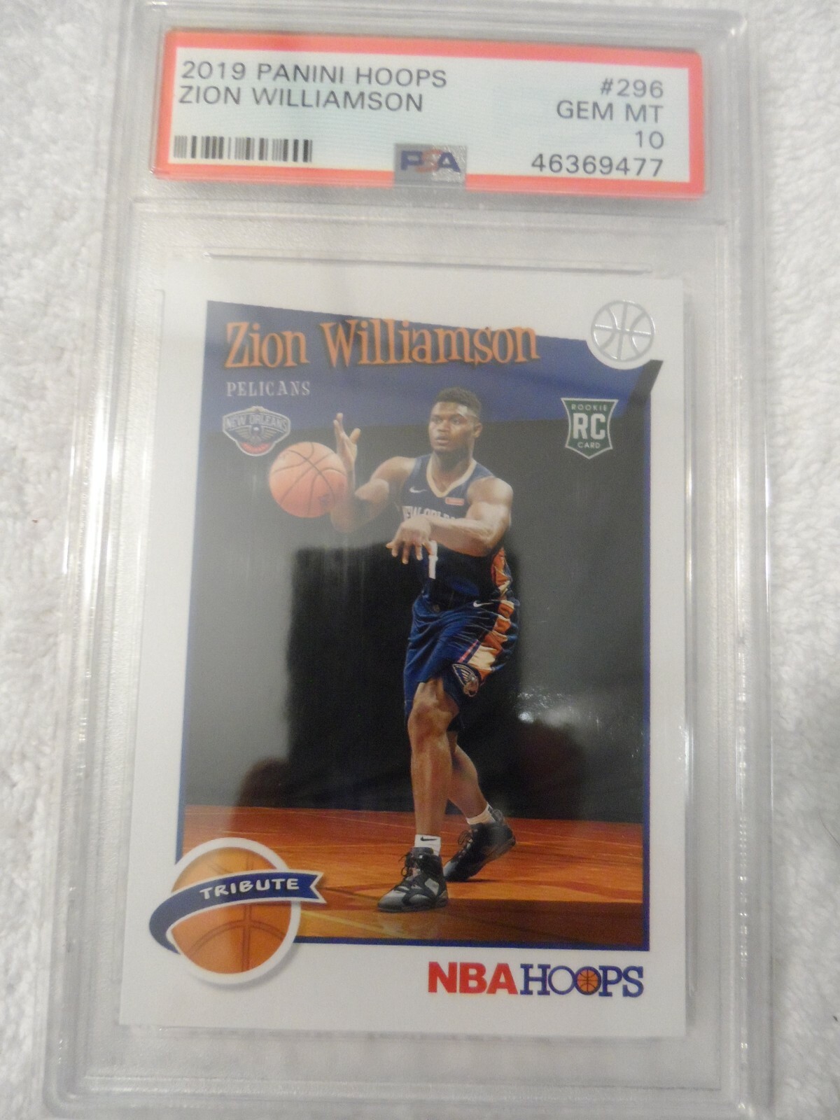 2019 Panini Hoops Tribute #296 Zion Williamson RC Rookie PSA 10 Pelicans GEM MT view 1