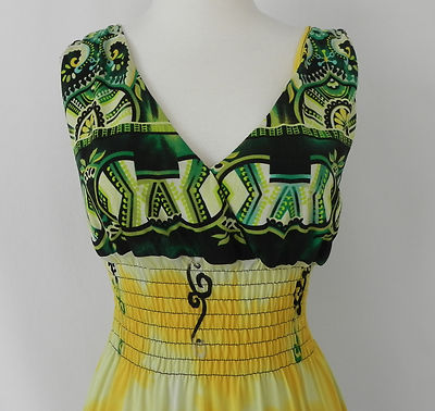 Summer Dress Empire Waist Sleeveless V-Neck Maxi Jersey Elastic Waist Size XS | eBay Summer Dress Empire Waist Sleeveless V-Neck Maxi Jersey Elastic Waist Size XS | eBay