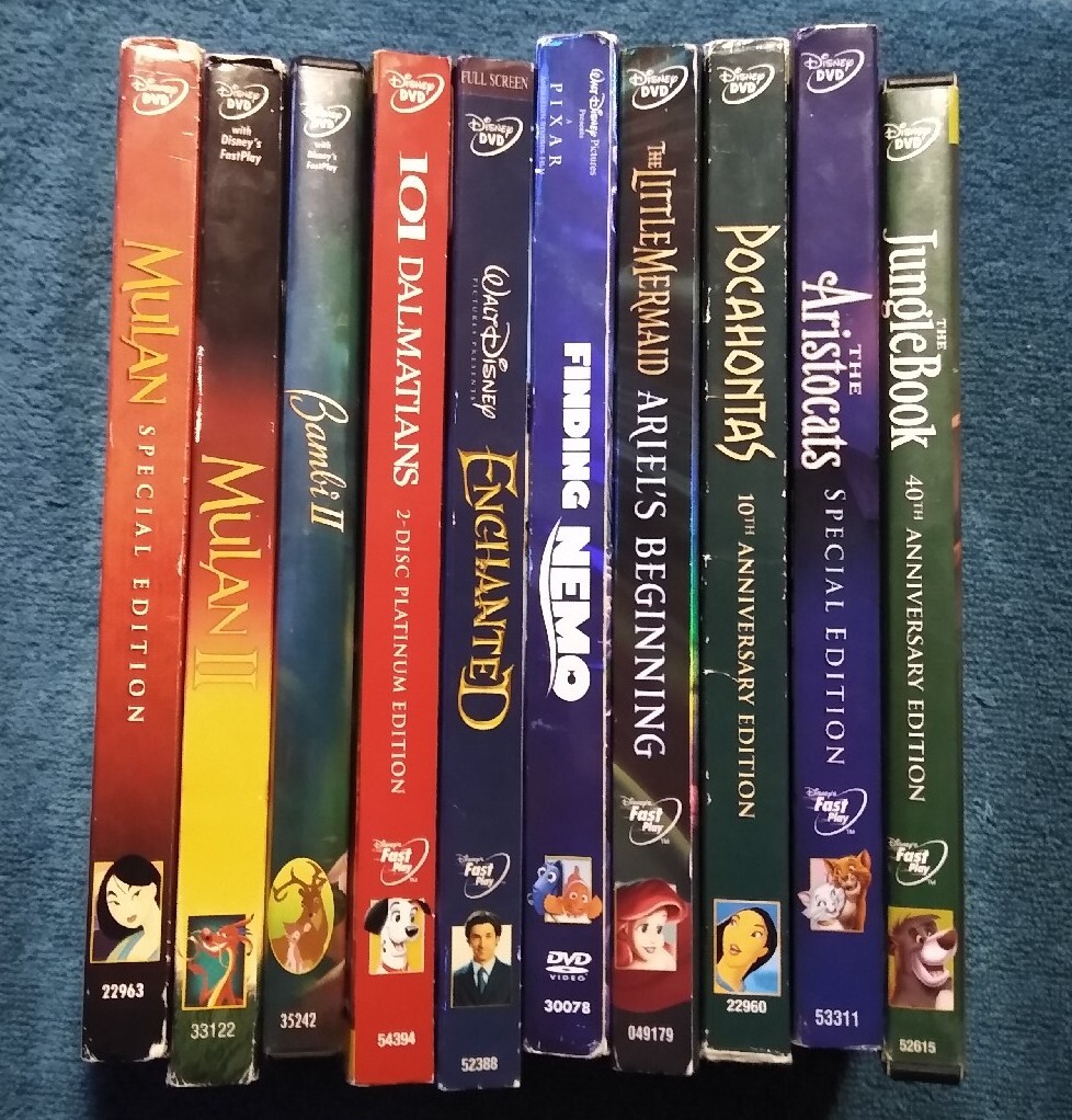 Lot Of 10 Disney DVDs NEMO, MULAN, BAMBI 2, 101 DALMATIANS