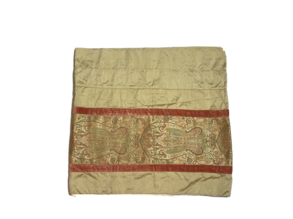 Vintage Chris Madden Luxury Valance Short Curtain Silk Blend Rare Gold Print - Image 3 of 4