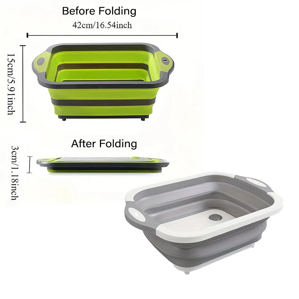 Multifunctional Plastic Sink Cutting Board Foldable Draining Basket Outdoor Dish - image 2 of 4