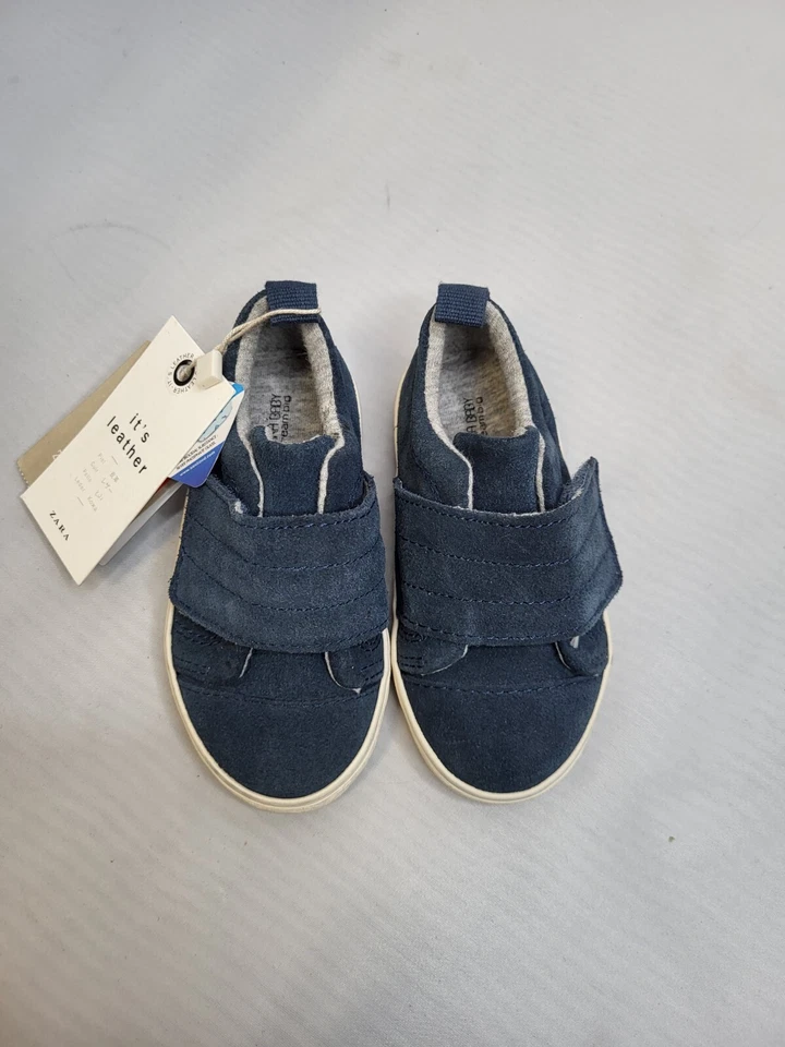 ZARA BABY AZUL BLANCO Snickers CUERO TALLA EE. UU. 4 UE 20 #B983B Foto 3 de 4