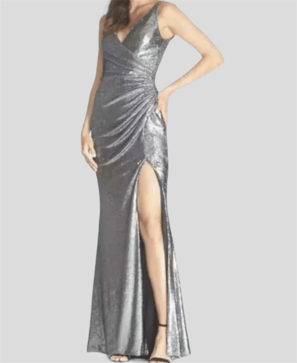 Dress the Population Jordan Gunmetal Sequin Gown Size  XL