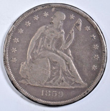 1859-O SEATED LIBERTY DOLLAR ~ MINOR RIM BUMPS ~ NICE ORIGINAL FINE!