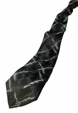 Vintage DON LOPER Beverly Hills Thin Tie Grey Blue Abstract 100 Silk Made in USA