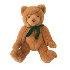 VINTAGE 1993 GUND BROWN BABY TEDDY BEAR GREEN BOW 16" STUFFED ANIMAL PLUSH TOY