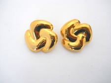 Vintage Gold Tone Pierced Earrings Knot Shape 1 1/2" Long