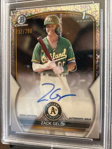 2023 Bowman Chrome Zack Gelof Speckle 1st Bowman Auto /299 PSA 9 / 10 RC Rookie - Picture 2 of 4