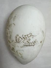 Victorian 6" Antique ;Hand Blown Milk Glass Easter Egg; Hand Painting Worn