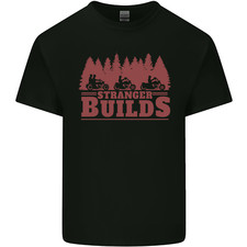 Stranger Builds Motorcycle Biker Custom Chopper Mens Light Cotton T-Shirt