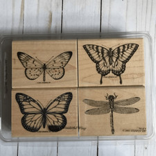 Stampin up Wonderful Wings wood mounted rubber stamps set of 4 Butterflies
