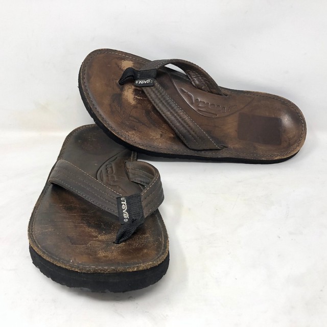 Teva Mens Brown Leather Thong Sandals Size 10 Beach Hiking Ocean Summer | eBay