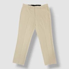 Perry Ellis Portfolio Men's Beige Modern-Fit Stretch Solid Dress Pants 32W 32L