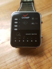 Champ binary watch day/night red light leather strap - new original box