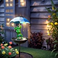 1PCS Solar Powered Frog Statue LED Garden Pathway Light Outdoor Yard Lawn Decor