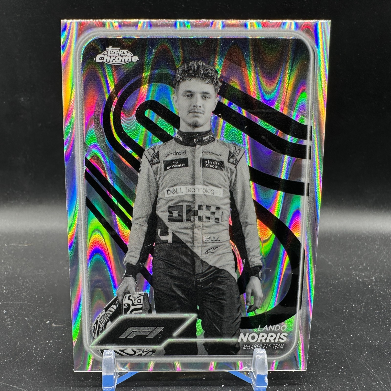 LANDO NORRIS Black & White RayWave Refractor 2024 Topps Chrome Formula 1 F1 #7