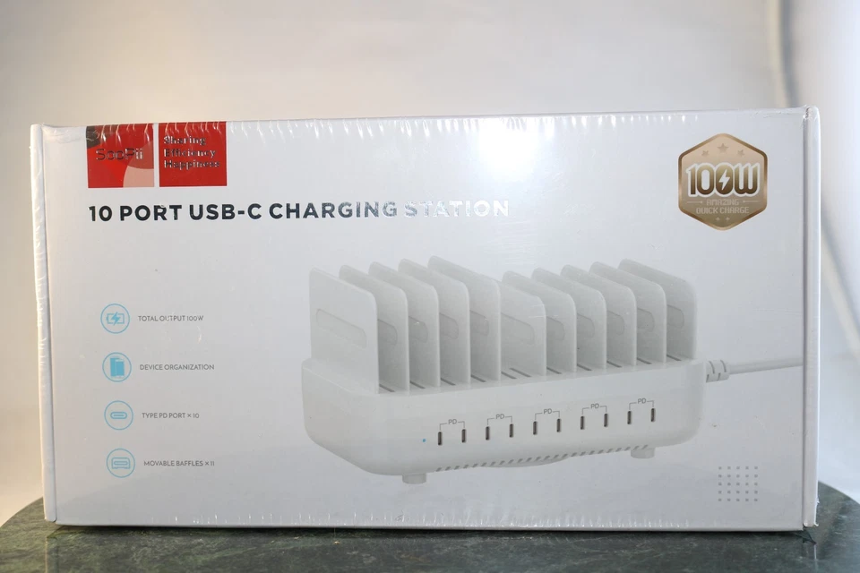 SIIG 10-Port USB-C Charging Station | 150W | DC 5V Output White New Sealed - Image 2 of 4