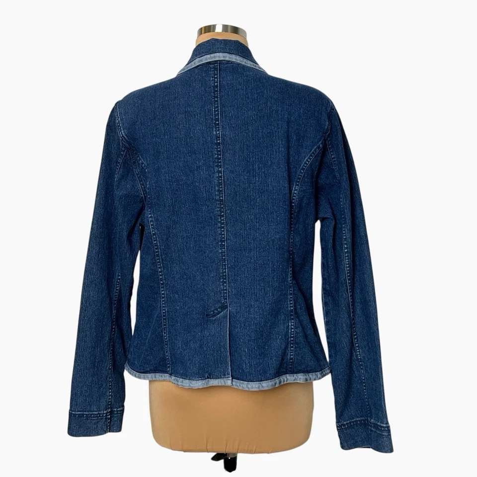 Chaqueta Blazer Kikit Jeans Denim Mujer XL Azul Borde Botón Delantero Años 90 Y2K De Colección Foto 2 de 4