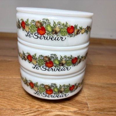 Vintage Gemco Le Serveur Corningware Spice of Life Condiment Servers 3 Bowl Set