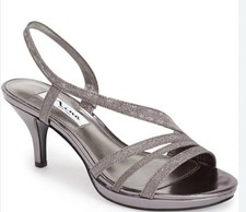 Nina New York Silver Sparkle Dressy Sandals Sz 5.5w