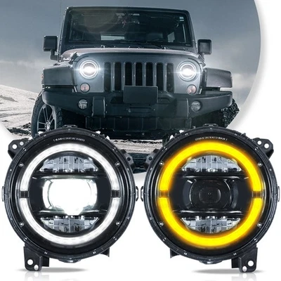 VLAND LED Paar Scheinwerfer für 2018-2025 Jeep Wrangler JL JLU JT w/Gelb Blinker - Bild 1 von 4