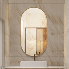 36x24inch Oval Wall Bathroom Mirror with Golden Aluminum Frame,Wall Mounted O...