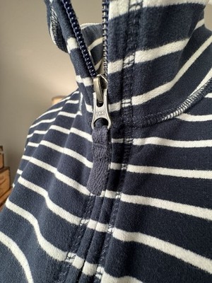 L.L.Bean Full Zip Fleece ~ Navy/White stripe ~ Women s Large ~ Excellent!