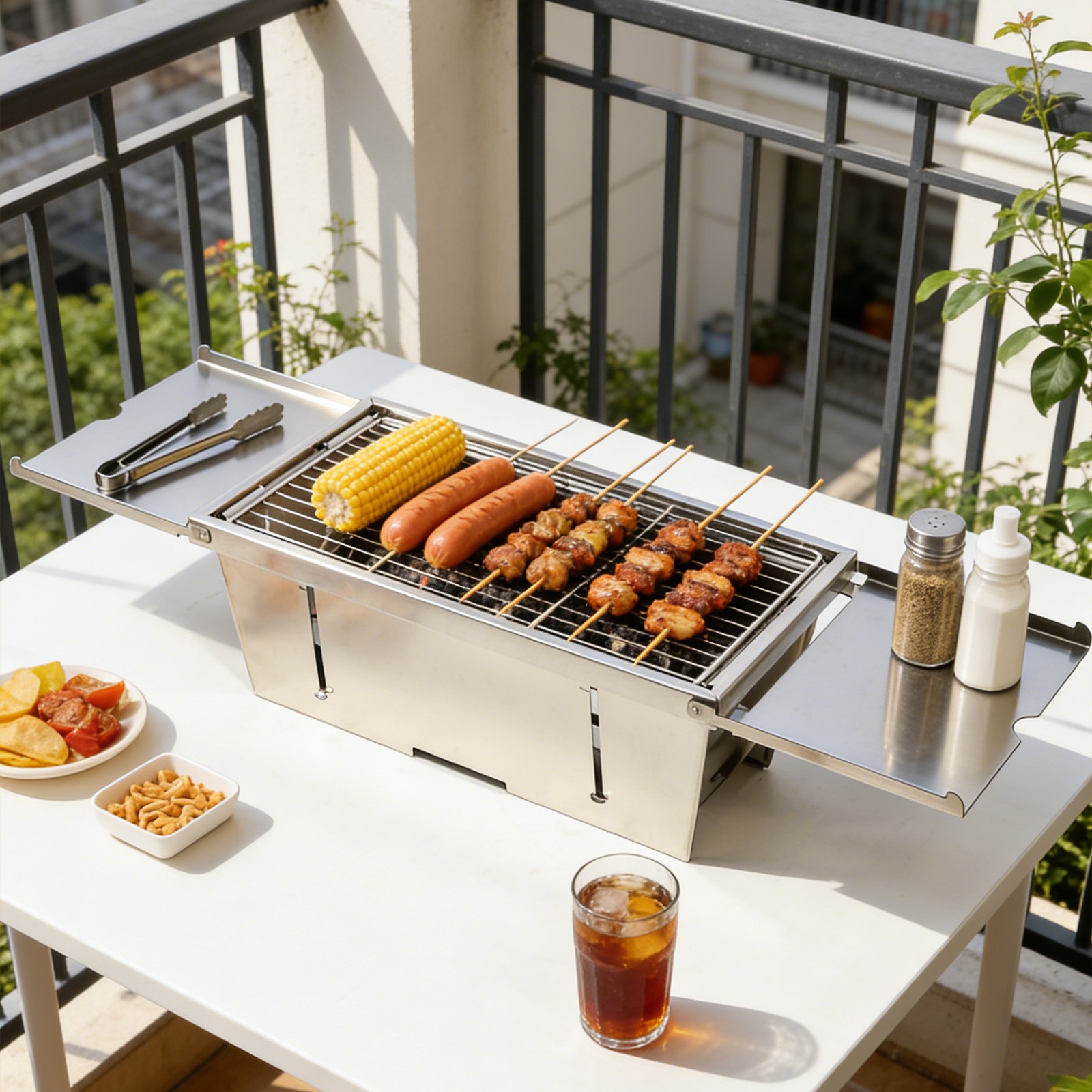 Barbecue a carbone portatile in acciaio inox foto 2