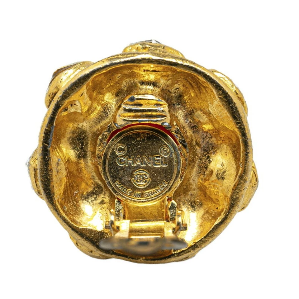 CHANEL Damen Ring Gripoix Bijoux Gold Rot Metall 27 mm Vintage Gebraucht - Bild 3 von 3