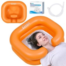 Inflatable Shampoo Basin Portable Bowl Hair Washing Sink Orange 15 In Inner