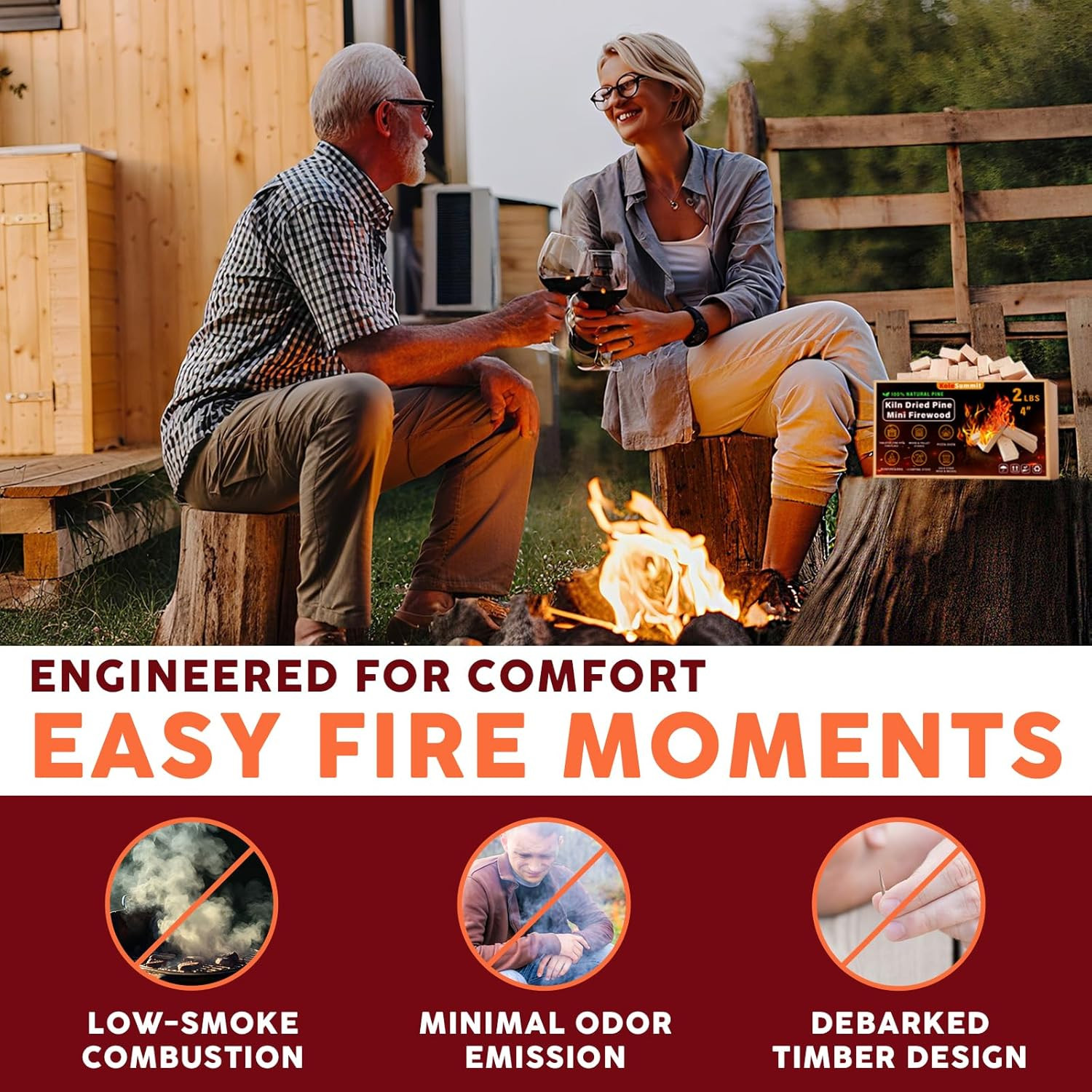 Mini Fire Stick with Fire Starters Gloves 4" Kiln Dried Pine Fire Pit Accessorie