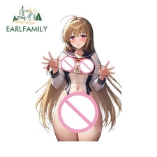 EARLFAMILY 5.1" Anime Girl Car Sticker Host Computer Artistic Car Door PVC Decal