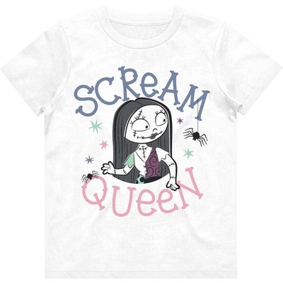 Disney Kinder Mädchen T-Shirt: The Nightmare Before Christmas Scream Queen (weiß) O