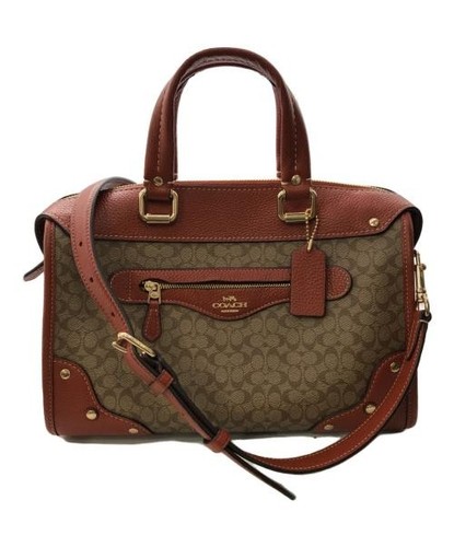 COACH MILLIE COLOR BLOCK SIGNATURE SATCHEL Brown CE637